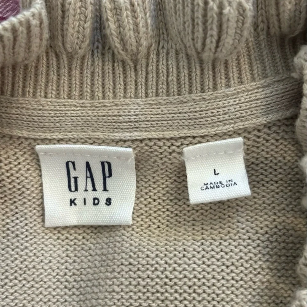 GAP KIDS 2-in-1 SWEATER DRESS, TAN & CRANBERRY PLAID, SIZE L